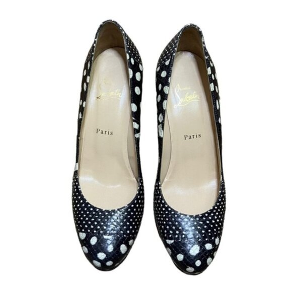Christian Louboutin Spotter Pumps Watersnake Black White Snake Size 40.5 US 10.5 - Picture 1 of 9
